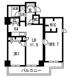 シティコート目黒4号棟 2LDKの間取図画像