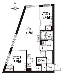 レピュア旗の台レジデンス 2LDKの間取図画像