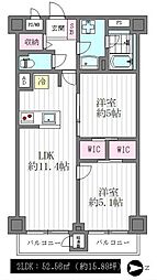 DIKマンション五反田 2LDKの間取図画像