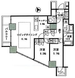 品川タワーレジデンス 2LDKの間取図画像