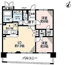 フェイム芝浦インターウェーブ 2LDKの間取図画像