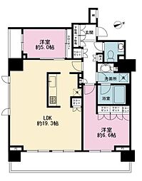 ウエリス六本木 2LDKの間取図画像
