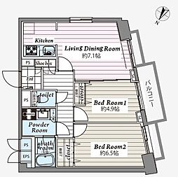 アメニティ55 2LDKの間取図画像