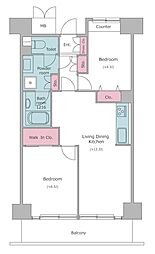 レジディア芝浦 2LDKの間取図画像