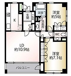 グランツオーベル目黒花房山 2LDKの間取図画像