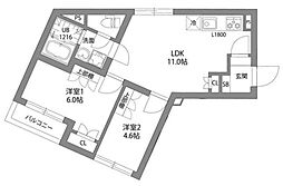 ジェムストーン目黒南 2LDKの間取図画像
