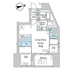 デュオフラッツ池尻大橋ノリス 2LDKの間取図画像