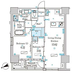 パークアクシス芝浦キャナル 2LDKの間取図画像