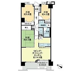 朝日白金台マンション 3LDKの間取図画像