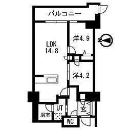 シティコート目黒4号棟 2LDKの間取図画像
