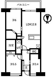 アクティ目黒駅前1号棟 3LDKの間取図画像