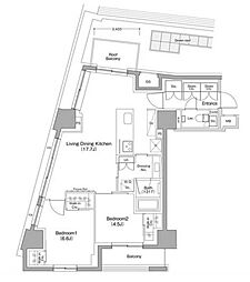 ザ・パークハビオ目黒桜邸 2LDKの間取図画像