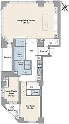 プレステージレジデンス白金台 2LDKの間取図画像