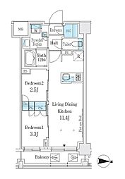 J.GRANCourt品川西大井EAST 2LDKの間取図画像