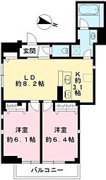 ココン ヴェルデ 2LDKの間取図画像
