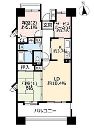UR新川・島屋敷通り 2階2LDKの間取り