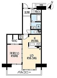 URグリーンタウン小金井 6階1LDKの間取り
