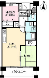 UR新川・島屋敷通り 5階2LDKの間取り