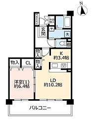 UR都市機構グリーンタウン小金井13号棟 1LDKの間取図画像