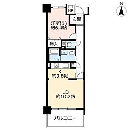シティコート下連雀3号棟 1LDKの間取図画像