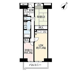 UR都市機構グリーンハイツ武蔵境通り1号棟 2LDKの間取図画像