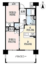 UR都市機構グリーンヒルズ東久留米6号棟 2DKの間取図画像
