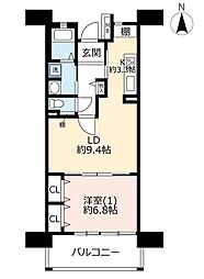 UR都市機構グリーンプラザひばりが丘南1号棟 1LDKの間取図画像