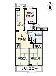 URエステート大南公園 3階3DKの間取り