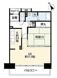 UR立川幸町 4階1LDKの間取り