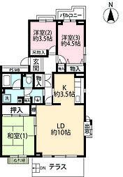 URエステート大南公園 1階3LDKの間取り