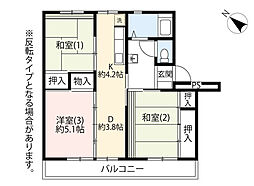 UR藤の台 2階3DKの間取り