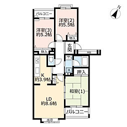 UR都市機構ヴェルディールみなみ野西4号棟 3LDKの間取図画像