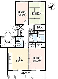 UR都市機構グリーンヒル寺田98号棟 3DKの間取図画像