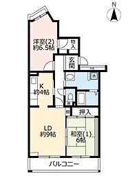 UR都市機構グリーンヒル八王子南 2LDKの間取図画像