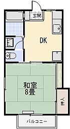 サンシャイン神戸2号棟 1DKの間取図画像