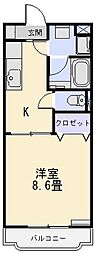 グランデ2 1Kの間取図画像