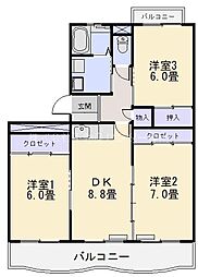 グランシャリオ 3DKの間取図画像
