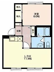 エストワールB 1LDKの間取図画像