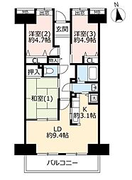 UR都市機構コンフォールセンター南6号棟 3LDKの間取図画像