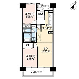 UR都市機構サントゥール中川9号棟 3DKの間取図画像