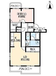 UR都市機構霧が丘グリーンタウン22-2号棟 1LDKの間取図画像
