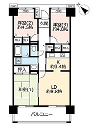 UR都市機構アーベインルネス長者町 3LDKの間取図画像