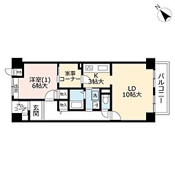 UR都市機構新山下ベイシティ3号棟 1LDKの間取図画像