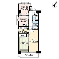 UR都市機構コンフォール西寺尾5号棟 3LDKの間取図画像