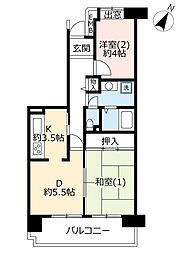 UR都市機構コンフォール西寺尾1号棟 2DKの間取図画像