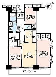UR都市機構プロムナード本牧2号棟 4LDKの間取図画像