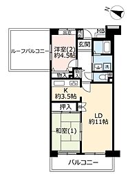 UR都市機構コンフォール西寺尾3号棟 2LDKの間取図画像