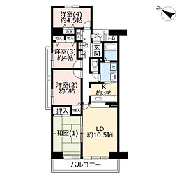 UR湘南ライフタウンパークサイド駒寄 7階4LDKの間取り