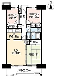 URプラザシティ相模大野 11階3LDKの間取り