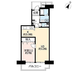 URプラザシティ相模大野 6階1LDKの間取り